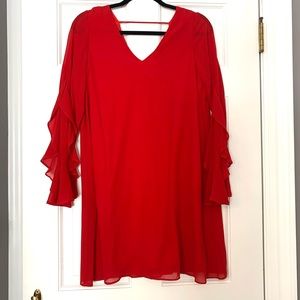 Women’s Soprano Red Flutter Sleeve Dress Small